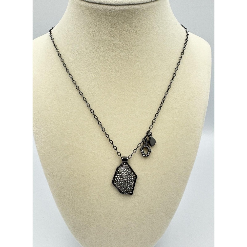 Lia Sophia Gunmetalâ Grey Shard Rhinestone Pave Geometric Pendant Necklace